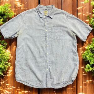 L.L. Bean Vintage Casual Linen Baby Blue Button Down Shirt Men's Size XLT